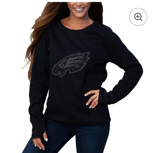 NFL Tops - Philadelphia Eagles Rhinestone Sweatshirt Women's Medium NFL Team Apparel Black